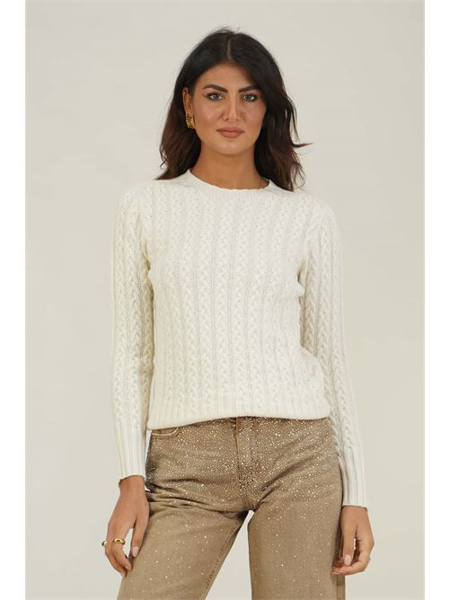 Maglia in lana merino con trecce Valeria Ghittori | 1268BIANCO